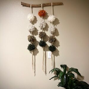 RISING SUN | Bohemian pom-pom macrame wall hanging